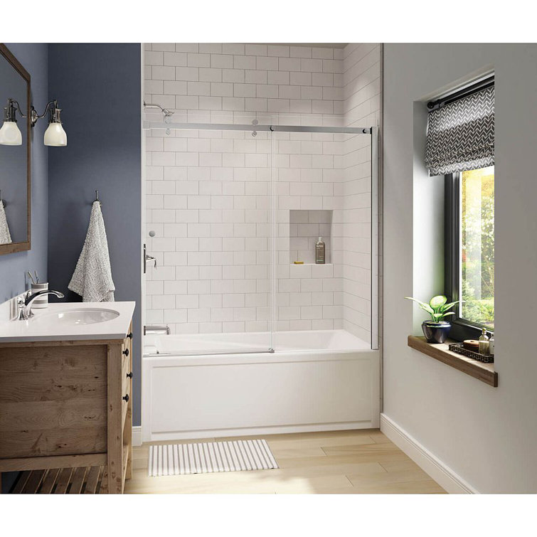 White Rectangular Acrylic Alcove Soaking Bathtub with Left-Hand Drain