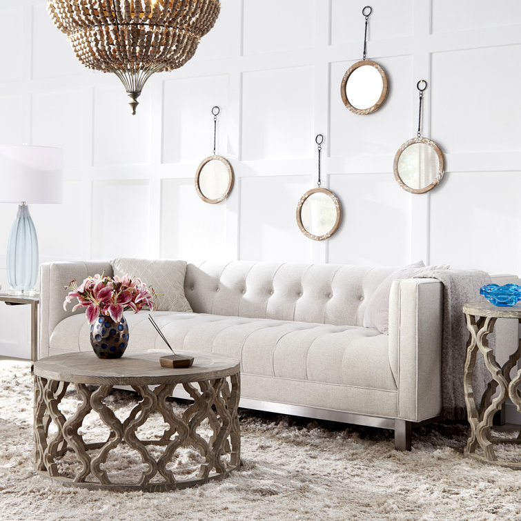Blakemore Grey Glass Table Lamp with Off-White Cotton Shade