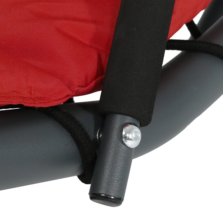 Red Steel Outdoor Hanging Chaise Lounge Chair with Canopy