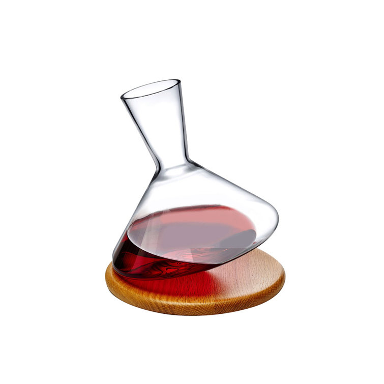 Clear Lead-Free Crystal Wine Decanter with Wooden Base