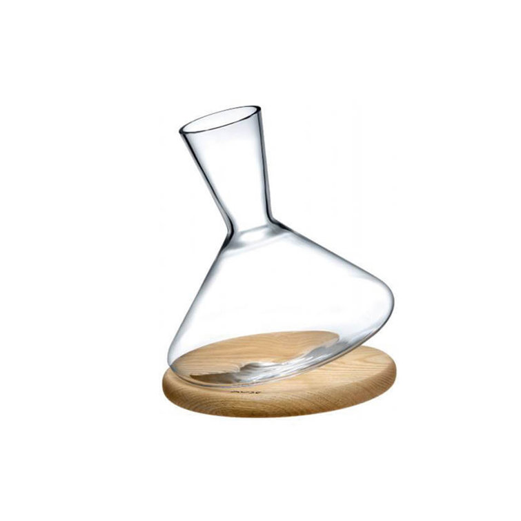 Clear Lead-Free Crystal Wine Decanter with Wooden Base