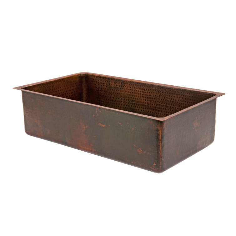 33" Antique Hammered Copper Drop-In Kitchen Sink