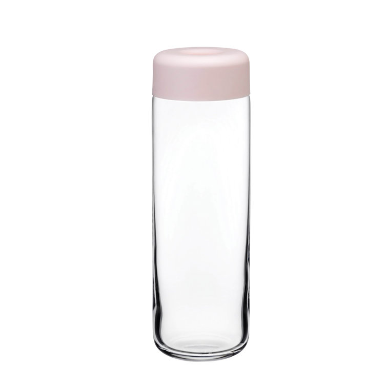 Opal Pink and Clear Crystal Pitcher with Lid, 33.81 oz