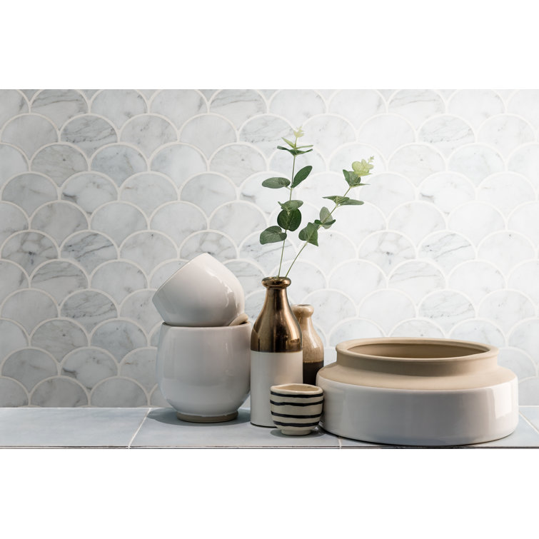 Calacatta Blanco Fish Scale Mosaic Tile for Kitchen and Bath