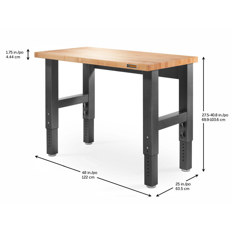 Granite Hammered Steel Adjustable Height 48" Workbench