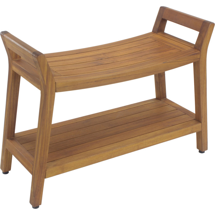 Ascend Teak 18'' Spa Shower Bench with Storage Shelf