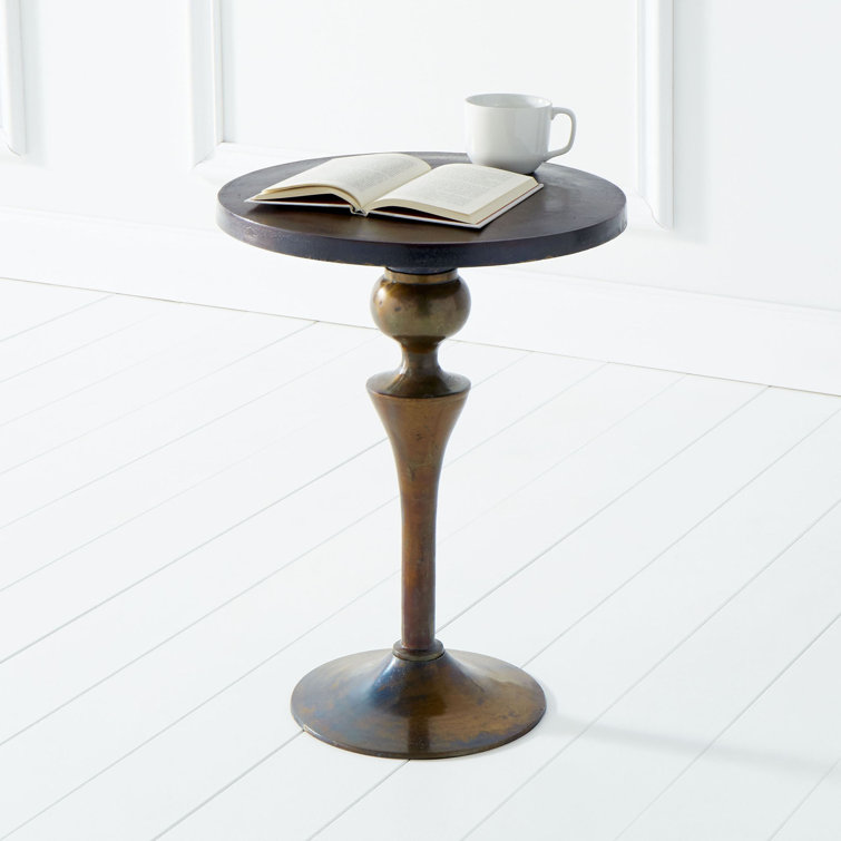 Transitional 21'' Round Metal Side Table in Weathered Bronze