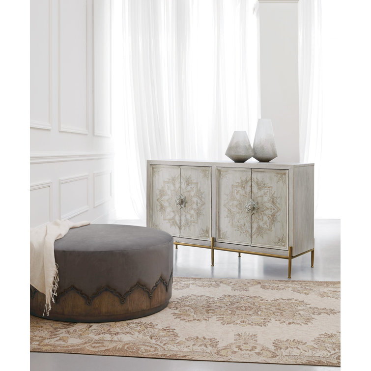 White Handcrafted 58'' Sideboard with Gold Metal Legs