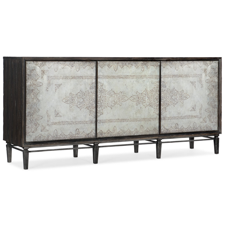 Dark Wood and Glass 74'' Sideboard with Storage