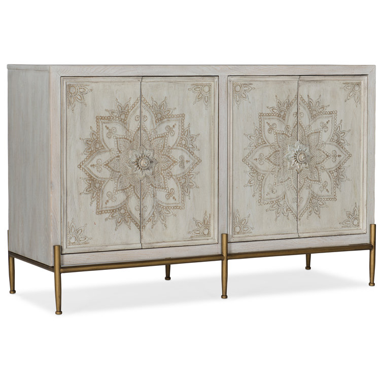 White Handcrafted 58'' Sideboard with Gold Metal Legs