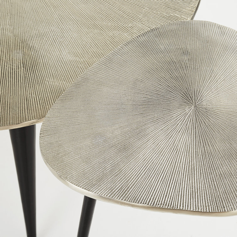 Triata Raw Nickel and Bronze Oval Aluminum Coffee Table