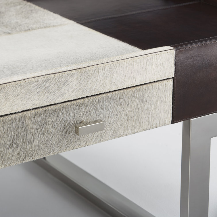 Curtis Rectangular Gray and Brown Metal Coffee Table with Storage