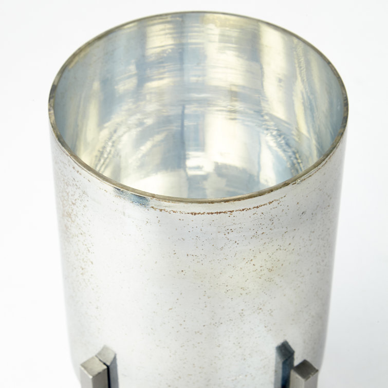 Small Silver Glass Hurricane Candle Lantern