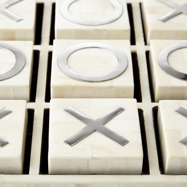 Modern Spring White Wood Tic Tac Toe Game Set