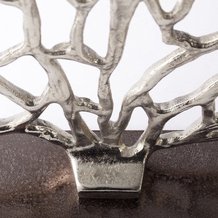 Contemporary Silver Nickel Coral-Inspired Sculpture, 17 Inch