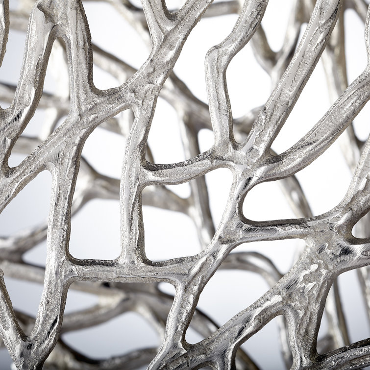 Contemporary Silver Nickel Coral-Inspired Sculpture, 17 Inch