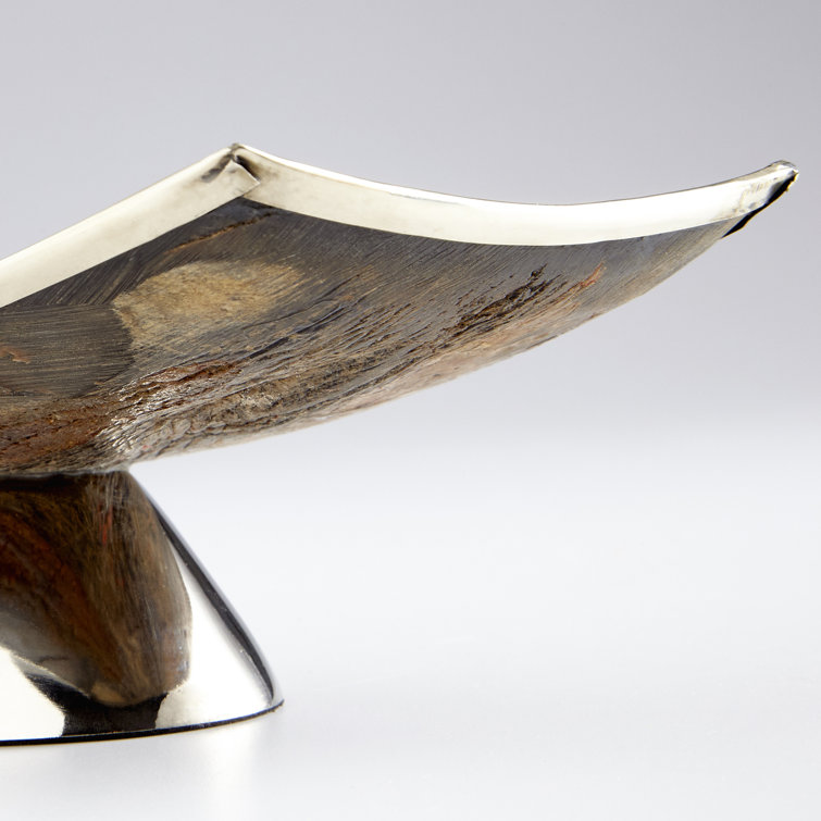Chic Rustic Modern Horn & Silver 9.5" Decorative Tray