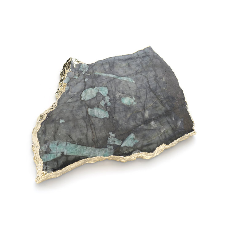Large Pure Emerald and Gold Metal Platter
