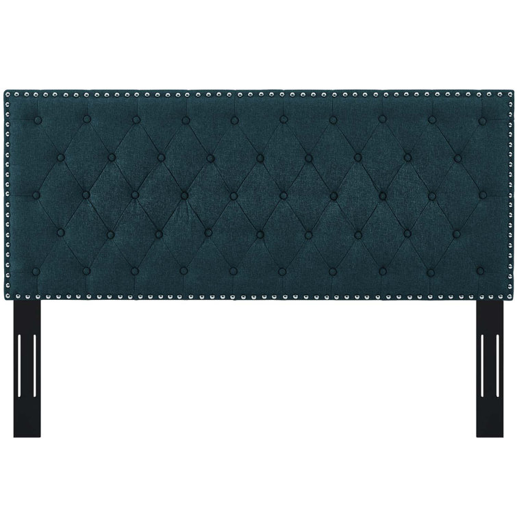 Helena Teal Tufted King Upholstered Linen Headboard