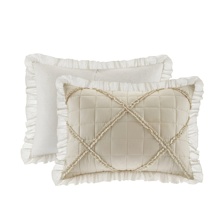 Seafoam Green Cotton Queen Comforter Set with Decorative Pillows