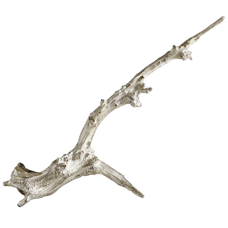 Contemporary Silver Leaf Resin Decorative Branch Sculpture