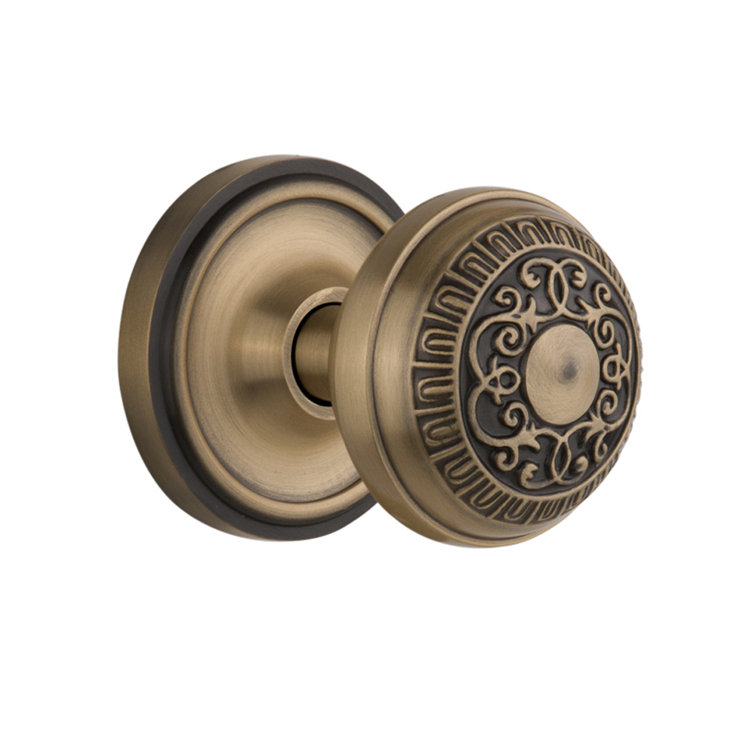 Antique Brass Classic Rosette Egg & Dart Door Knob Set