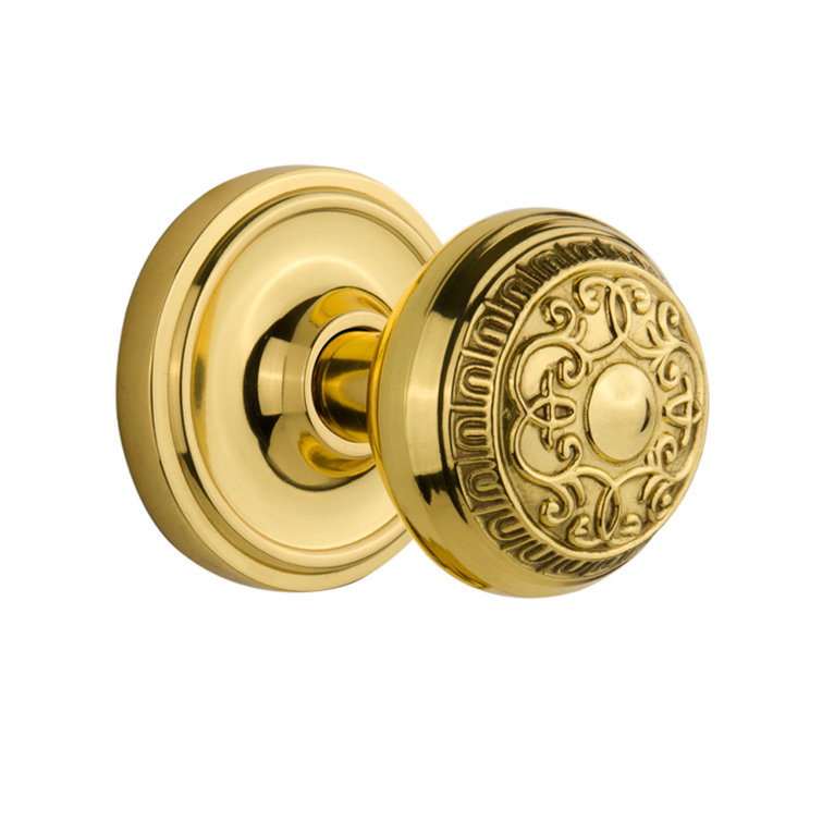 Polished Brass Classic Rosette Egg & Dart Door Knob