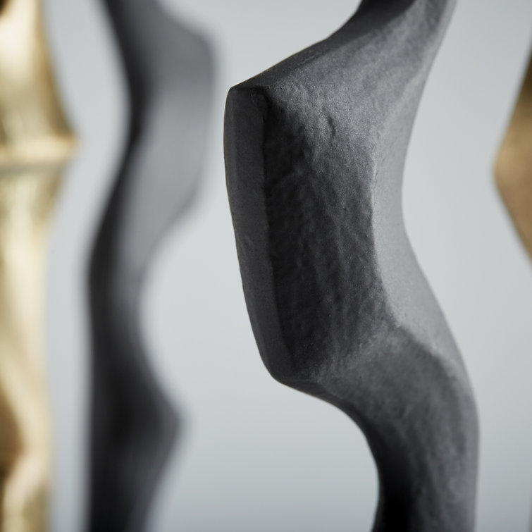 Antique Brass and Matte Black Metal Abstract Sculpture