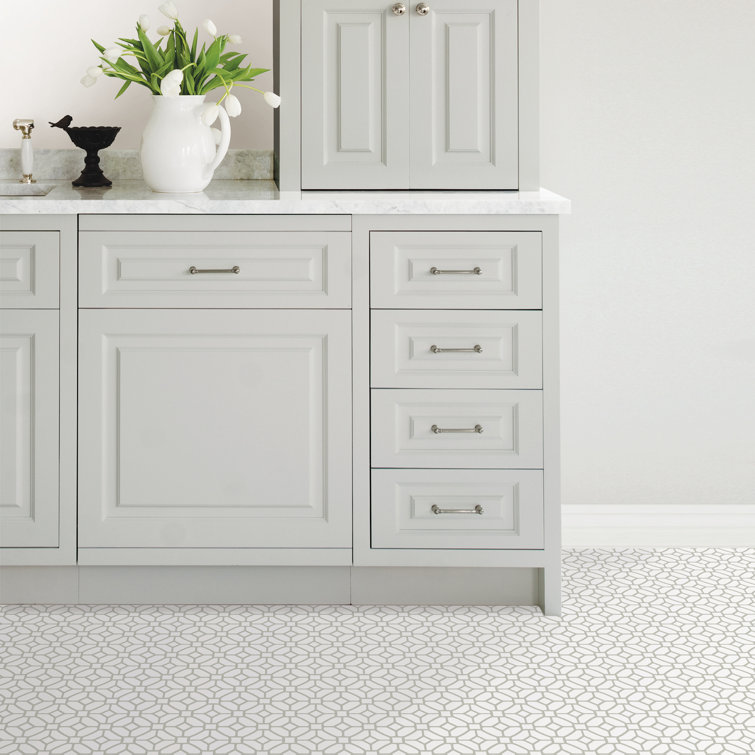 Lattice White and Gray 12'' x 12'' Peel and Stick Vinyl Floor Tiles