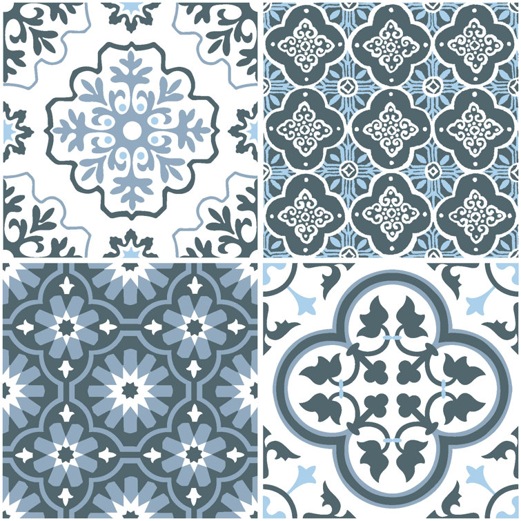 Myriad Blue and Gray Mosaic Peel & Stick Floor Tiles