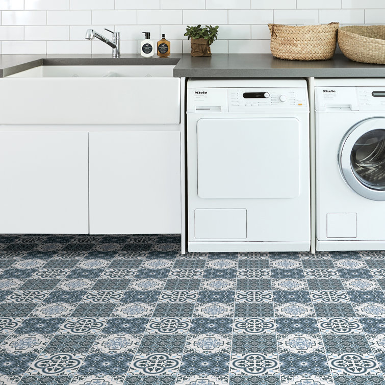Myriad Blue and Gray Mosaic Peel & Stick Floor Tiles