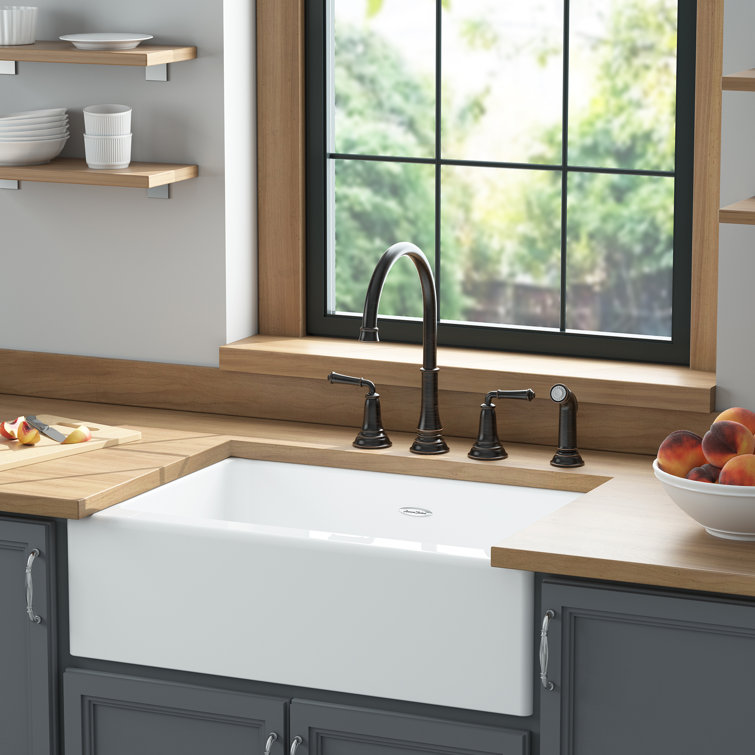Delancey 30'' Brilliant White Cast Iron Farmhouse Kitchen Sink