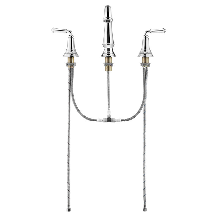 Polished Chrome Widespread 2-Handle Bathroom Faucet with Brass Body