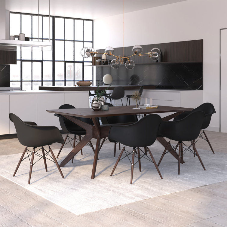 Black and Natural Mid-Century Modern Arm Chair Set