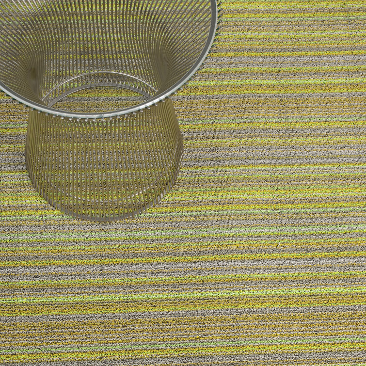Chilewich Skinny Stripe Citron Modern Outdoor Vinyl Mat