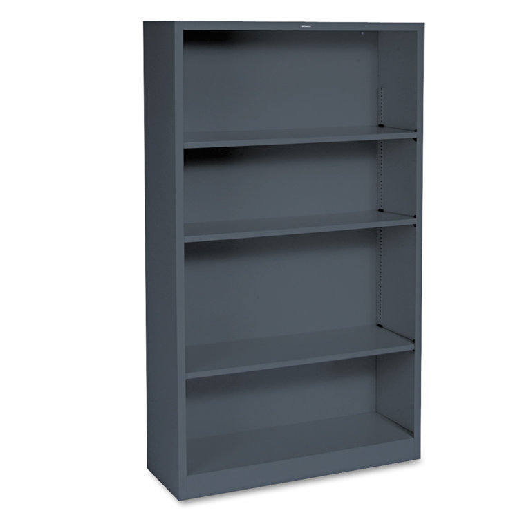 Adjustable Gray Heavy-Duty Metal 59" Bookcase with Four Shelves