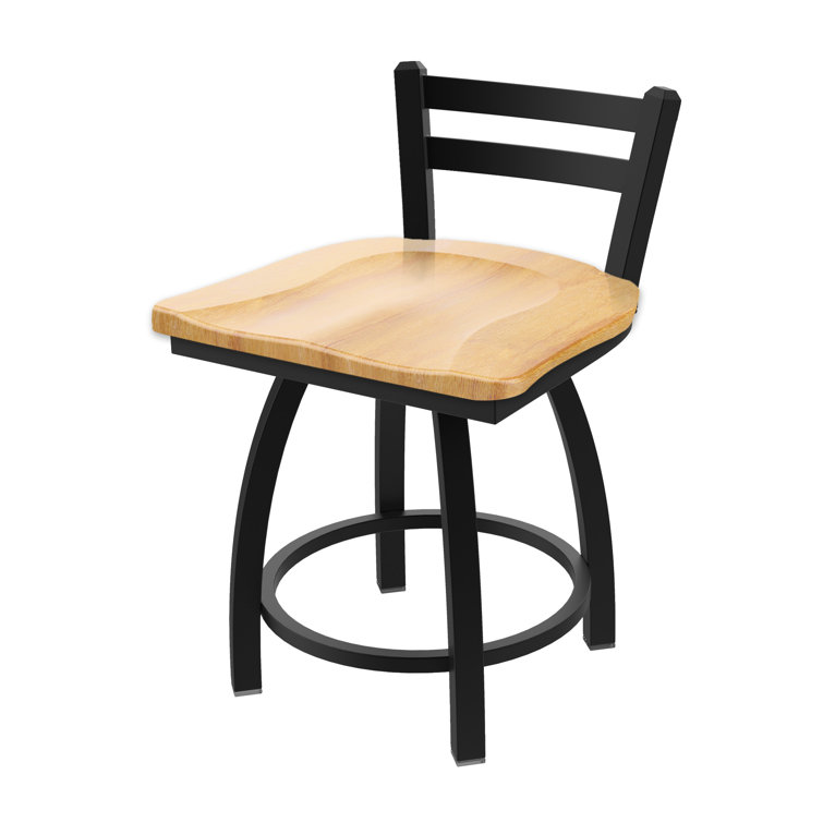 Jackie Black Wrinkle Steel Accent Stool with Natural Maple Seat