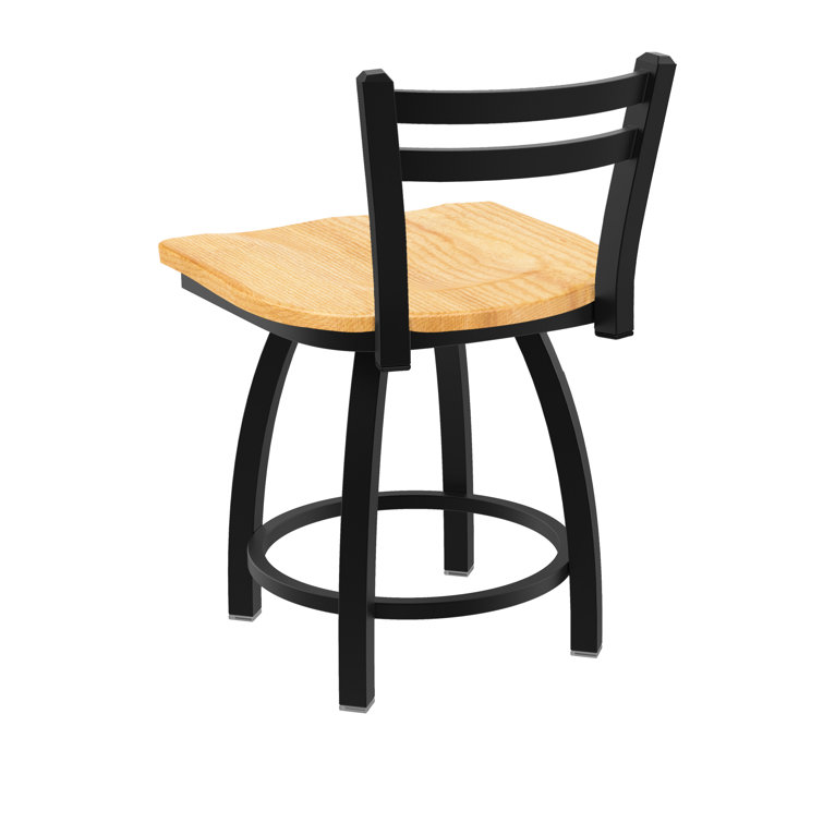 Jackie Black Wrinkle Steel Accent Stool with Natural Maple Seat