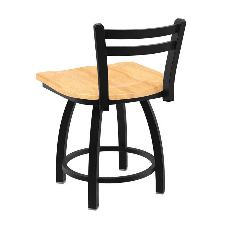 Jackie Black Wrinkle Steel Accent Stool with Natural Maple Seat