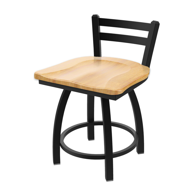 Jackie Black Wrinkle Steel Accent Stool with Natural Maple Seat