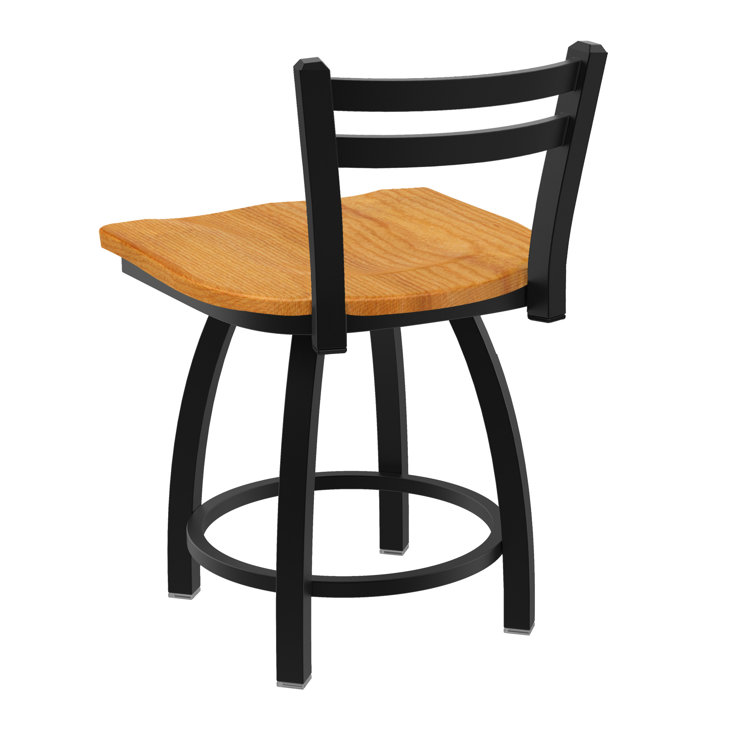 Jackie Black Wrinkle Steel Accent Stool with Natural Maple Seat