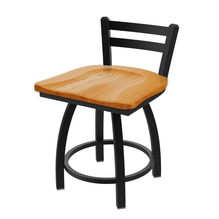 Jackie Black Wrinkle Steel Accent Stool with Natural Maple Seat
