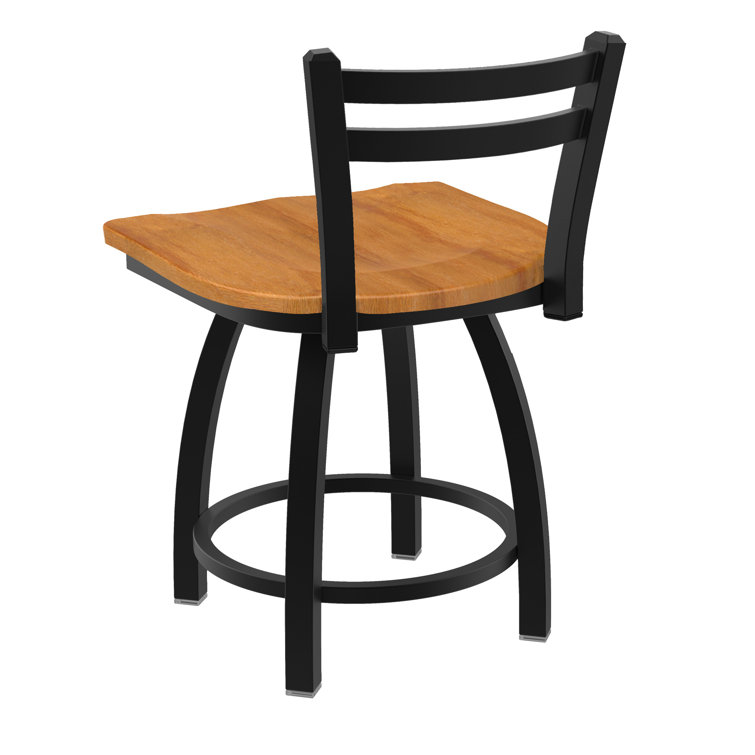 Jackie Black Wrinkle Steel Accent Stool with Natural Maple Seat