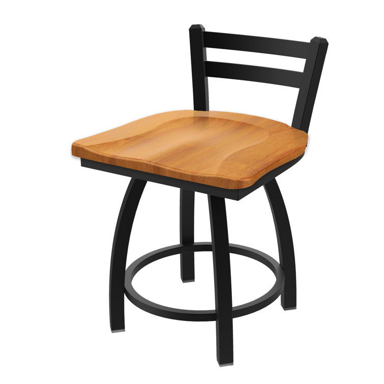 Jackie Black Wrinkle Steel Accent Stool with Natural Maple Seat