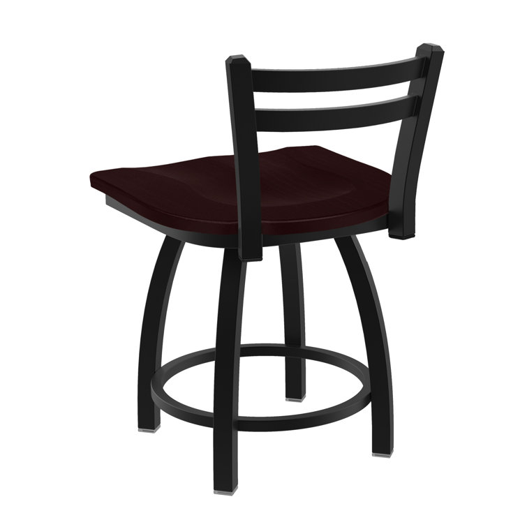 Jackie Black Wrinkle Steel Accent Stool with Natural Maple Seat