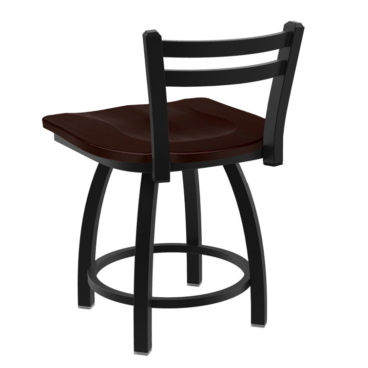 Jackie Black Wrinkle Steel Accent Stool with Natural Maple Seat