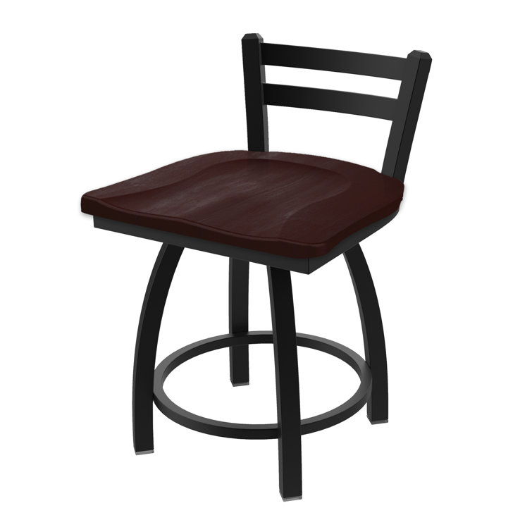 Jackie Black Wrinkle Steel Accent Stool with Natural Maple Seat
