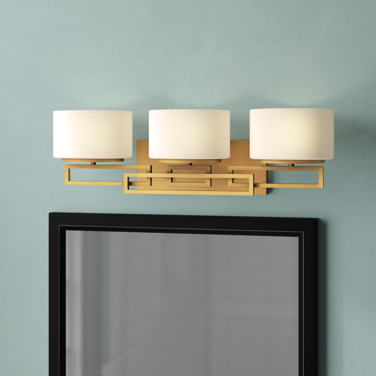 Elegant Brushed Bronze 3-Light Vanity with Etched Opal Glass