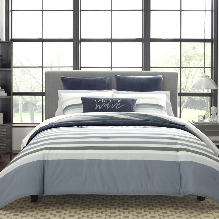 Full/Queen Nautical Cotton Striped Duvet Cover Set