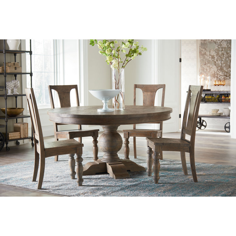 Transitional Weathered Teak 48" Round Reclaimed Wood Dining Table